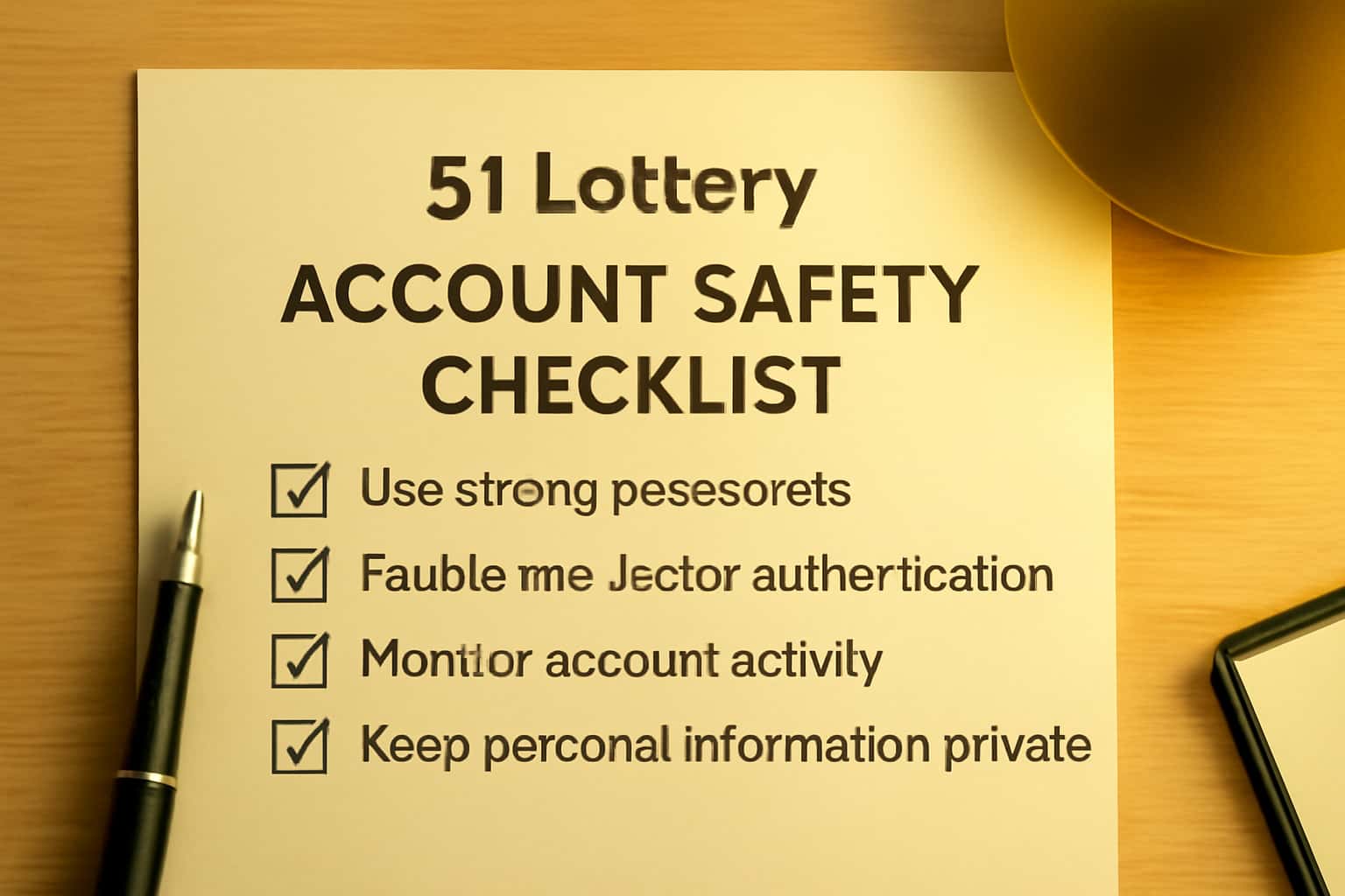 Visual representation of the 51 Lottery Account Safety Checklist.