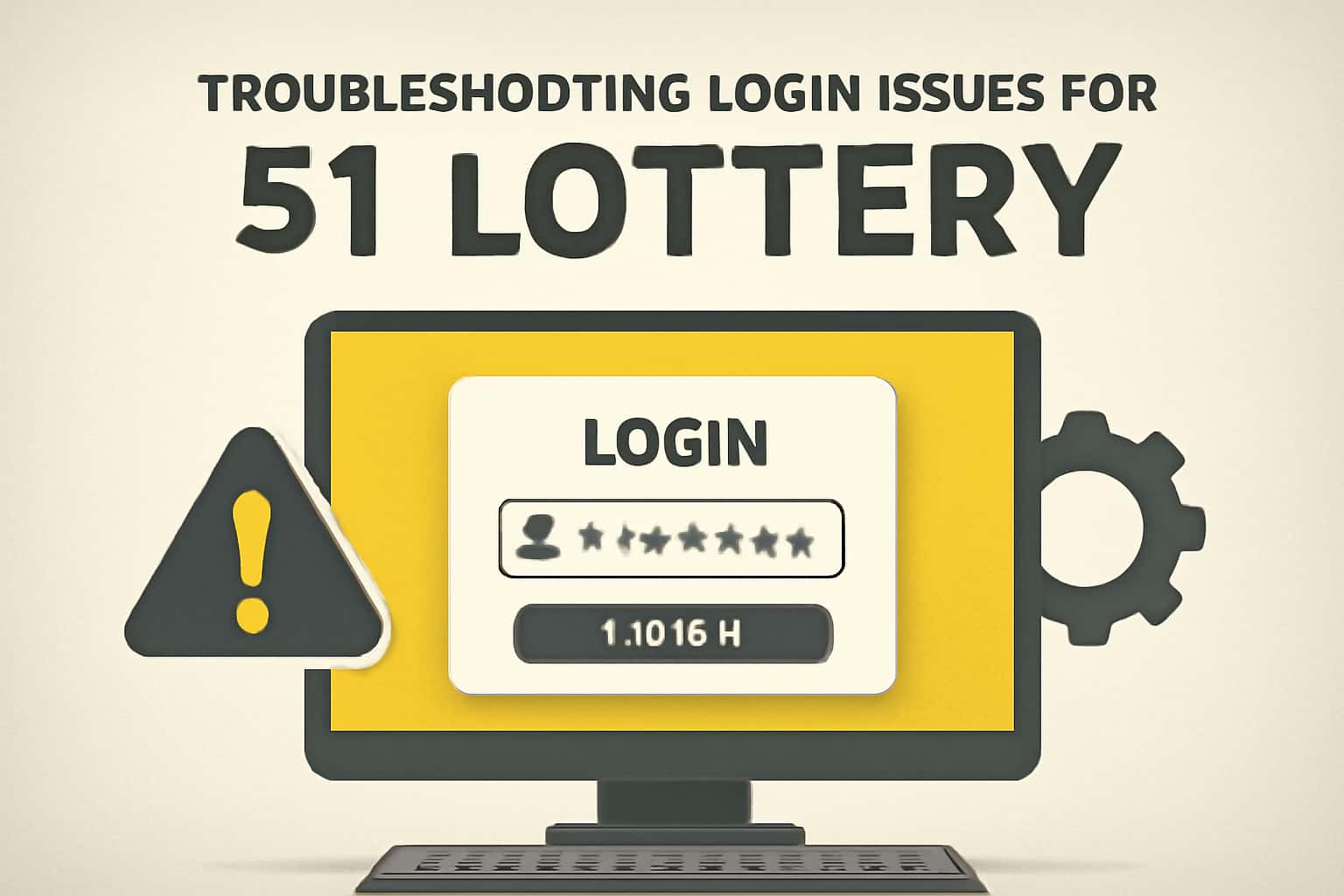 A neutral informational scene depicting troubleshooting login issues for 51 Lottery.