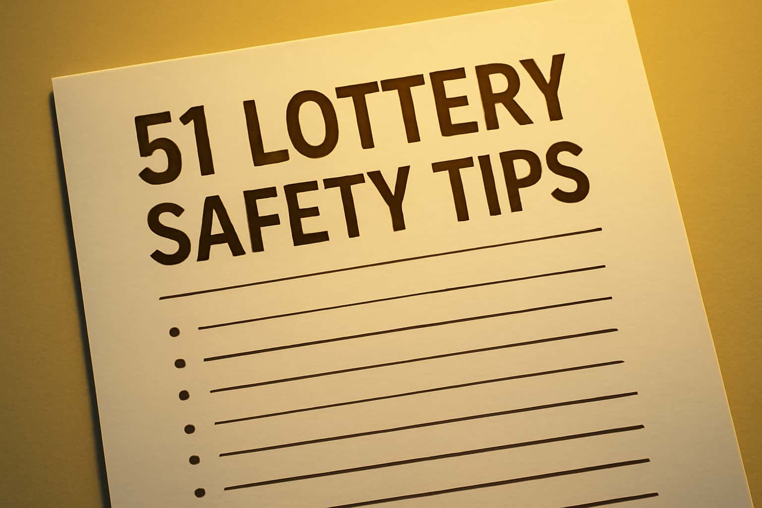 A neutral informational scene illustrating safety tips for the 51 Lottery.