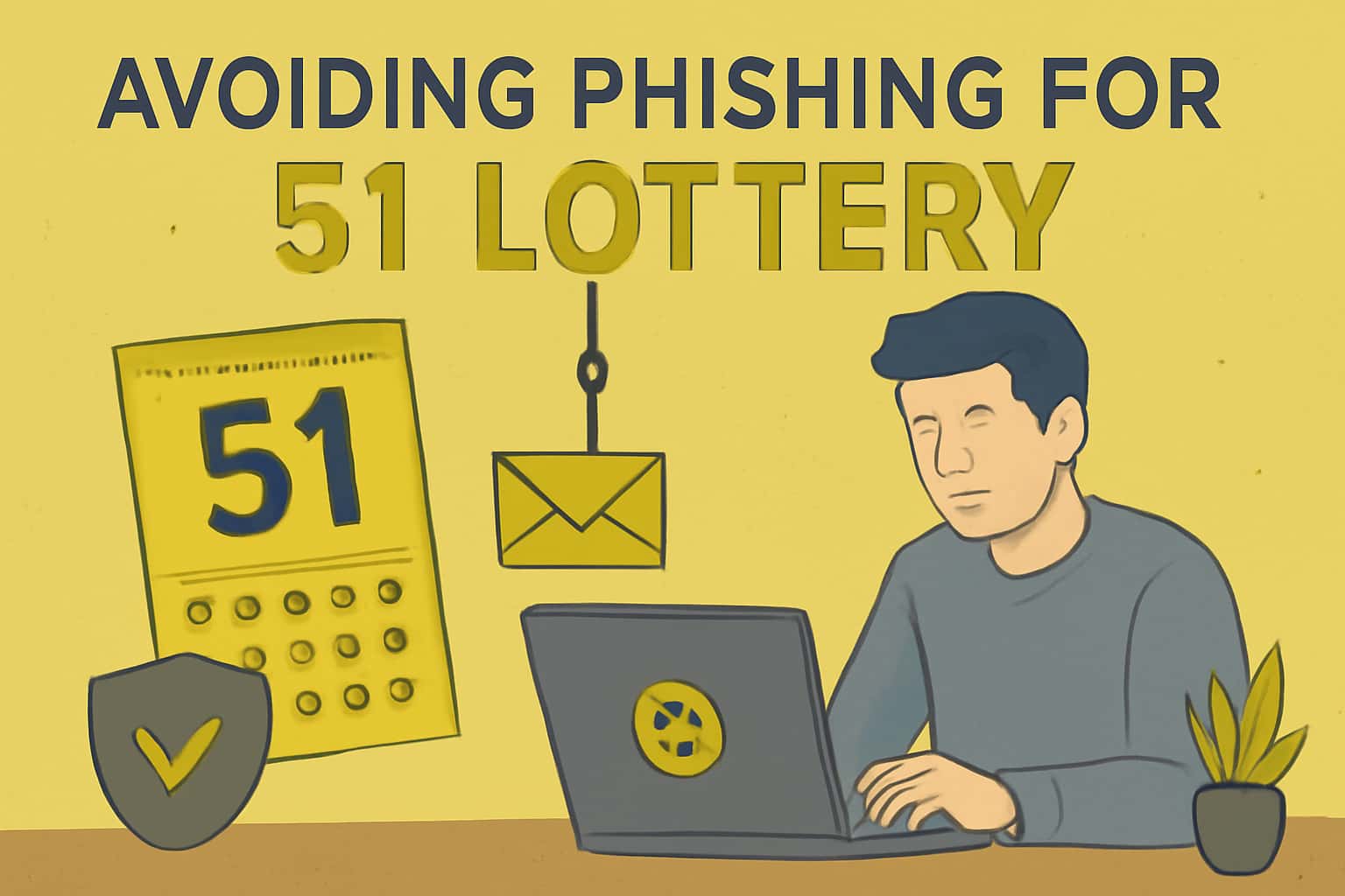 An educational graphic showing secure login practices for 51 Lottery.