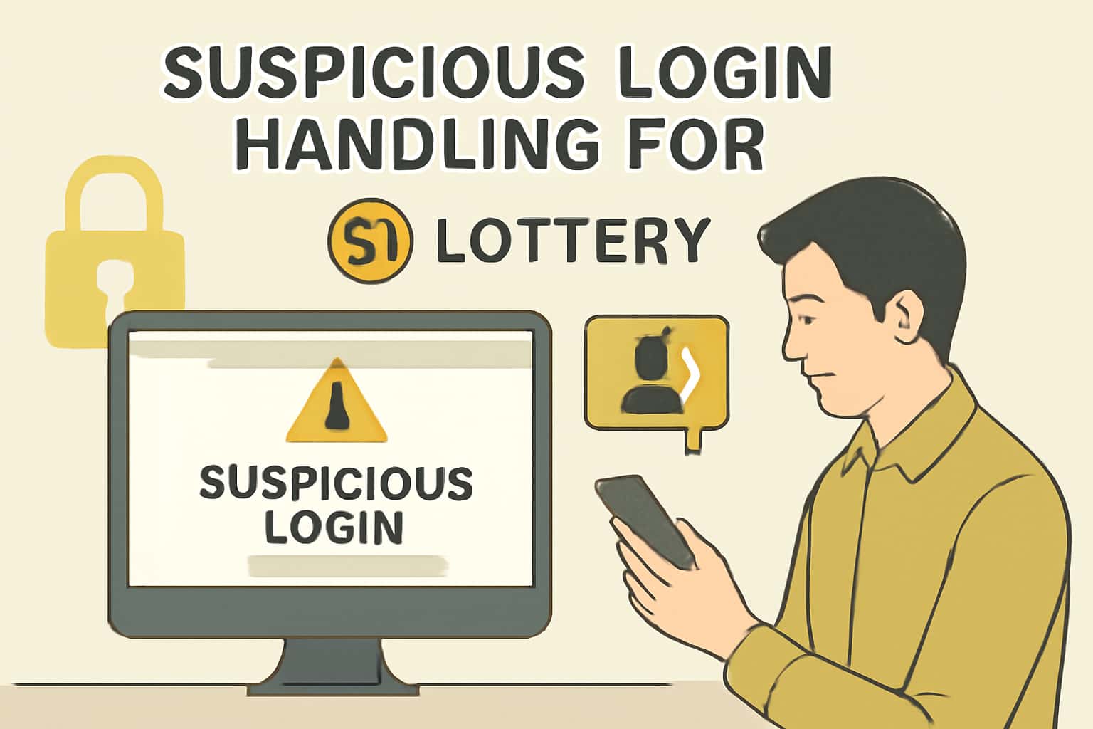 An informational scene depicting the concept of Suspicious Login Handling for 51 Lottery.